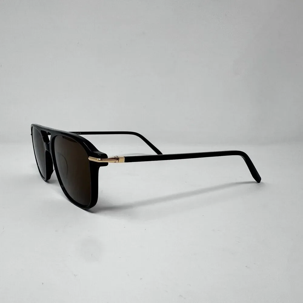 Brimmer W 3102 Black Gold Aviator Sunglasses 52-18-145 Made In Italy